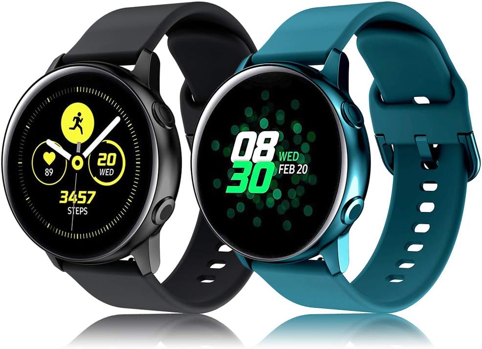 RIOROO Compatible for Samsung Galaxy Watch Active Bands/Active2 Bands 40mm/42mm/44mm,Women Men Soft Slim Silicone Wristband Compatible for Samsung Galaxy Watch Gear S2 Classic/Gear Sport Smart Watch