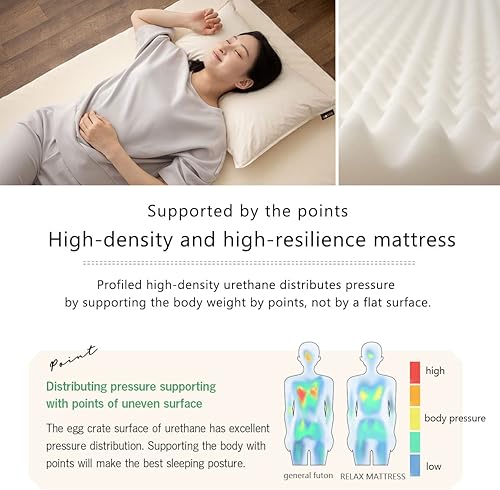 Miniatura 10 de EMOOR Colchón de suelo tipo rollo de alta resistencia, tamaño matrimonial, distribución de presión de espuma de caja de huevos, funda extraíble y