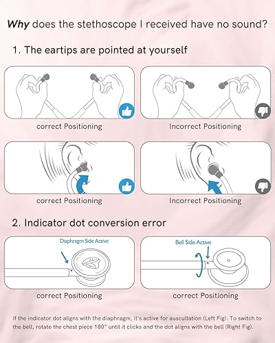 Miniatura 4 de FriCARE Estetoscopio rosa ligero  Estetoscopios para enfermeras uso médico en el hogar  Estetoscopio de doble cabeza en botiquín de primeros