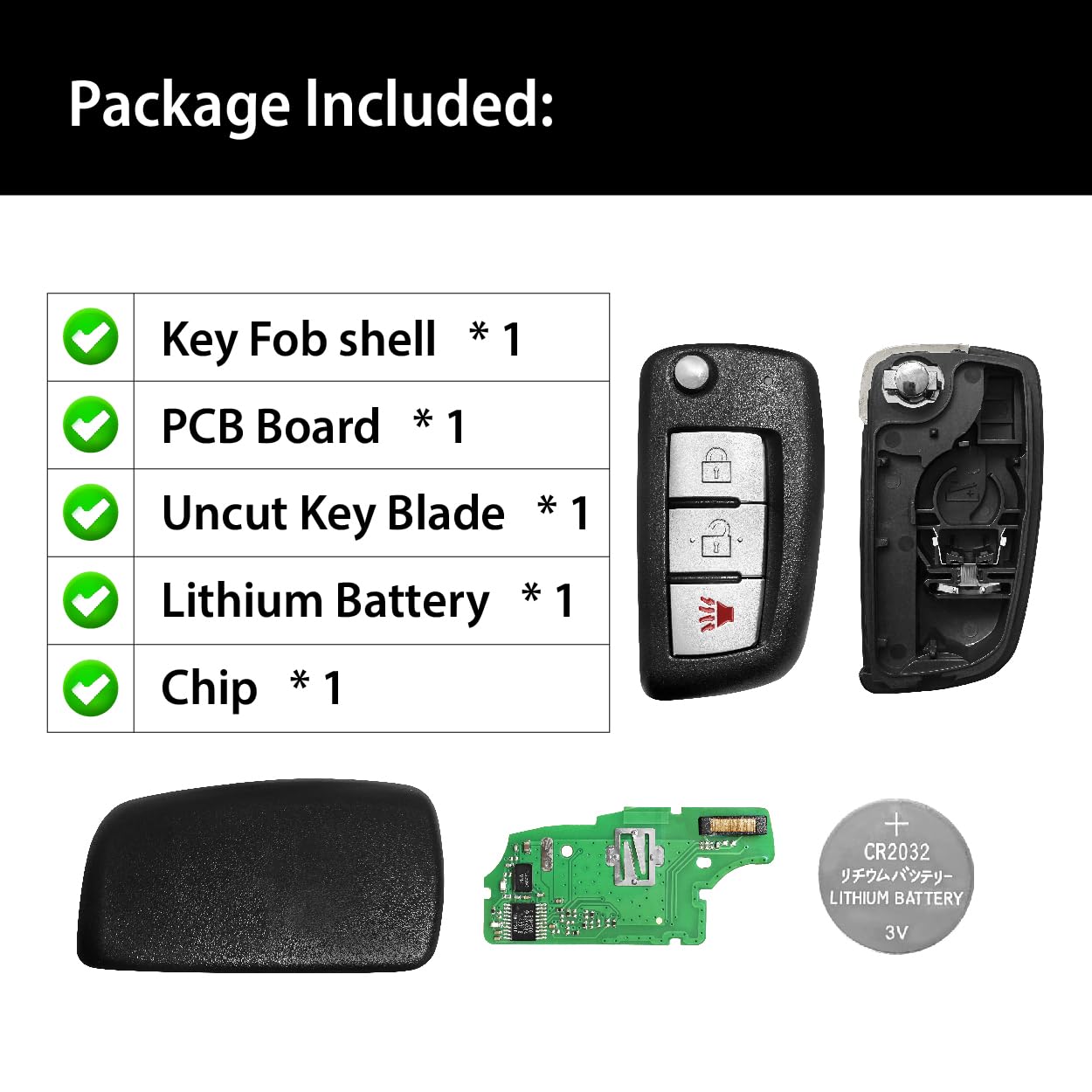 2 Replacement Remote Key Fob Shell Case For 2014-2020 Nissan Rogue - View #3