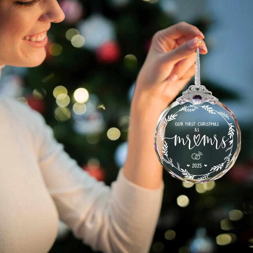 Our First Christmas Married Ornament 2025, Just Married Christmas Ornament as Mr & Mrs, First Year Newlywed Ornaments for Couple - Image 3