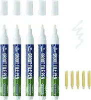 5 Peças de Caneta de Rejunte para Azulejos, Caneta de Reparo Doméstico, Marcadores de Tinta para Azulejos, Piso, Parede, Banheiro, Cozinha, Ferramentas de Reparo (Branco)