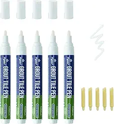 5 Peças de Caneta de Rejunte para Azulejos, Caneta de Reparo Doméstico, Marcadores de Tinta para Azulejos, Piso, Parede, Banheiro, Cozinha, Ferramentas de Reparo (Branco)