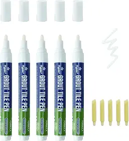 5 Peças de Caneta de Rejunte para Azulejos, Caneta de Reparo Doméstico, Marcadores de Tinta para Azulejos, Piso, Parede, Banheiro, Cozinha, Ferramentas de Reparo (Branco)