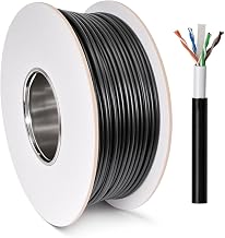 50m Cat6 Heavy Duty External SOLID COPPER Double Lined UTP Network Cable for Outdoor Use BLACK Reel 100m 305m