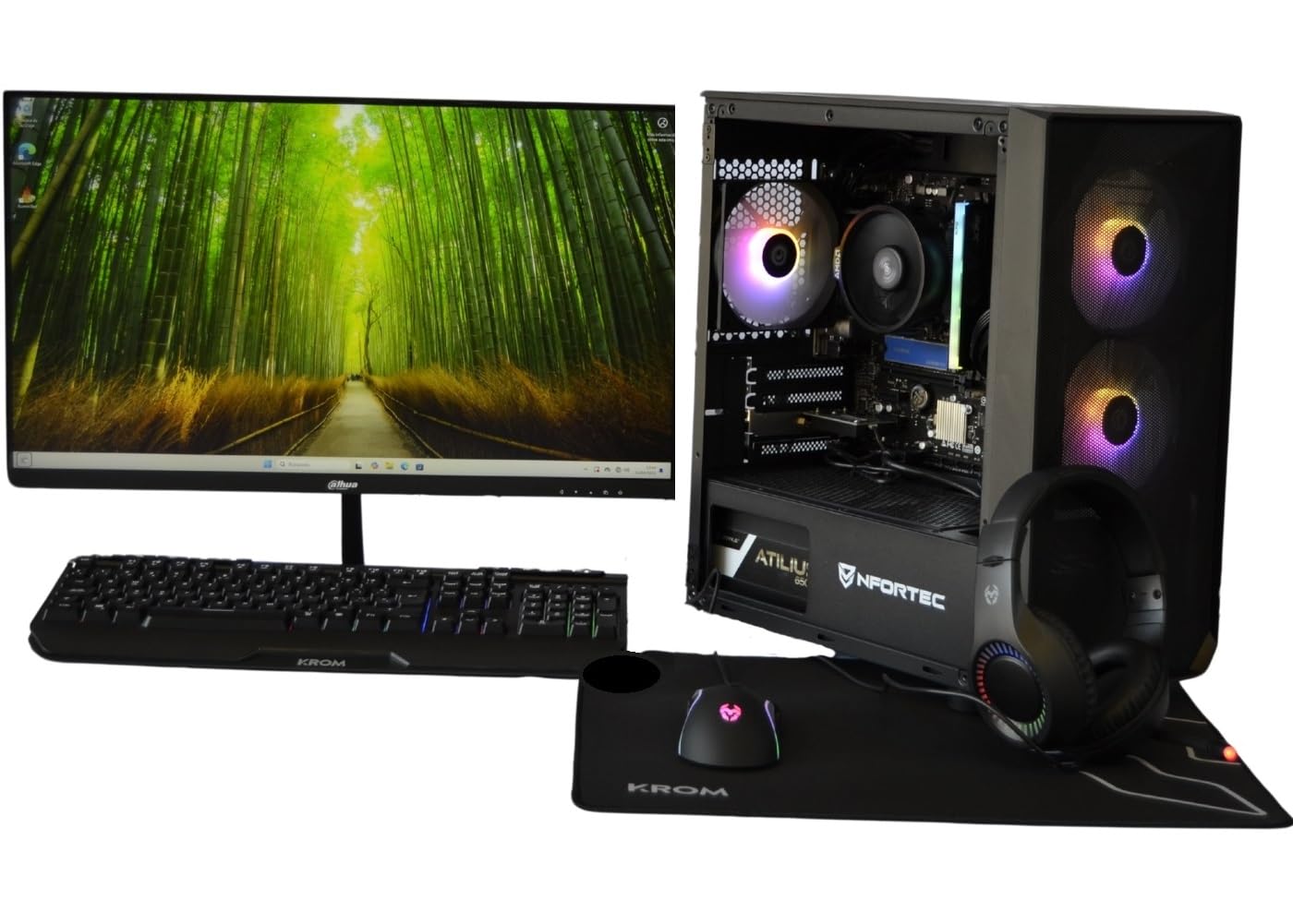 Complete Gaming PC • TrendingPC • Ryzen 7 5700G 8X 3,80Ghz • 64GB DDR4 RGB RAM • AMD Radeon 8 Graphics • 2TB m.2 • WiFi 6 & Bluetooth • Monitor 24" 100hz • Windows 11 • Keyboard Headphones and Mouse