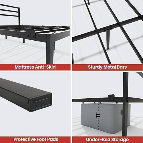 Miniatura 41 de Golden Gate Beds, base de cama de plataforma de metal, resistente, base de colchón de acero resistente, no necesita somier, fácil montaje, base