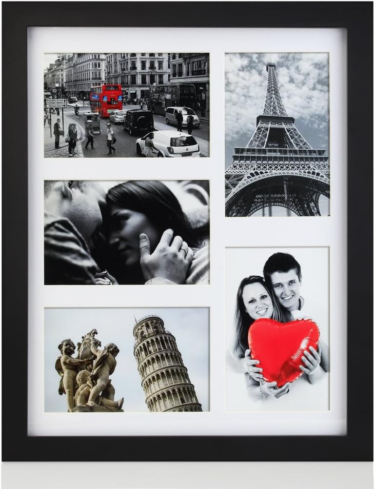 RPJC 11x14 Picture Frames Collage - Display 5 Pcs 4x6 inch Photos with Mat Made of Solid Wood and Glass Cover
