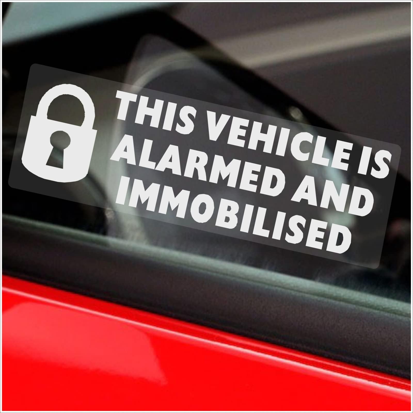 5 x Stickers This Vehicle is Alarmed and Immobilised Window Signs PADLOCK Design Security
