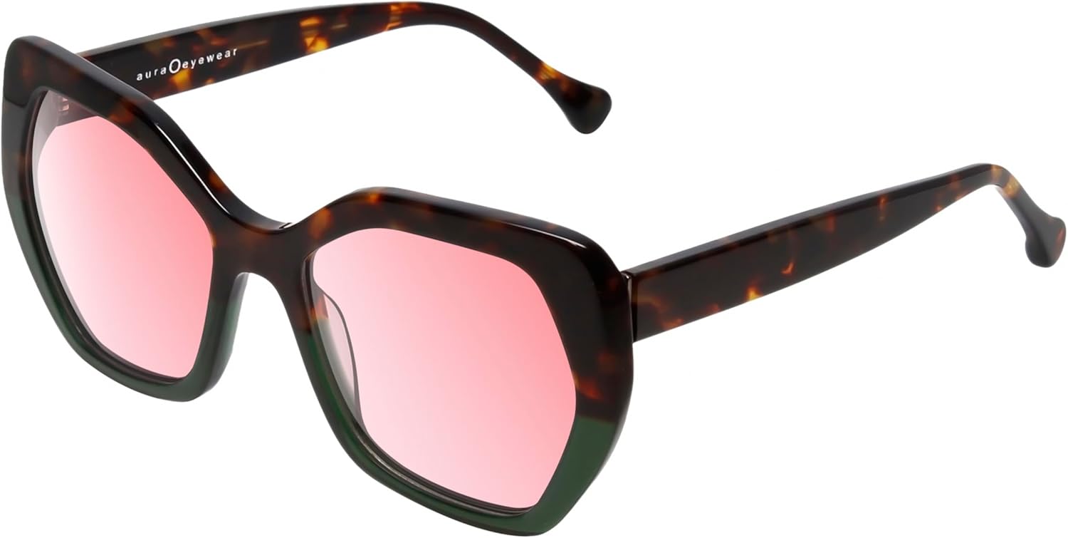 Calabria S08 Pentagonal Pink Tint FL-41 Reading Glasses Women Blue Light Sensitivity Migraine Glasses FL41 Readers