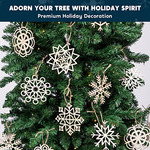 Joiedomi 36 Pcs Snowflake Wooden Christmas Ornaments Hanging Ornaments For Christmas Tree Decoration, Indoor/Outdoor Holidays, Party Decoration, Tree Ornaments #TOP3