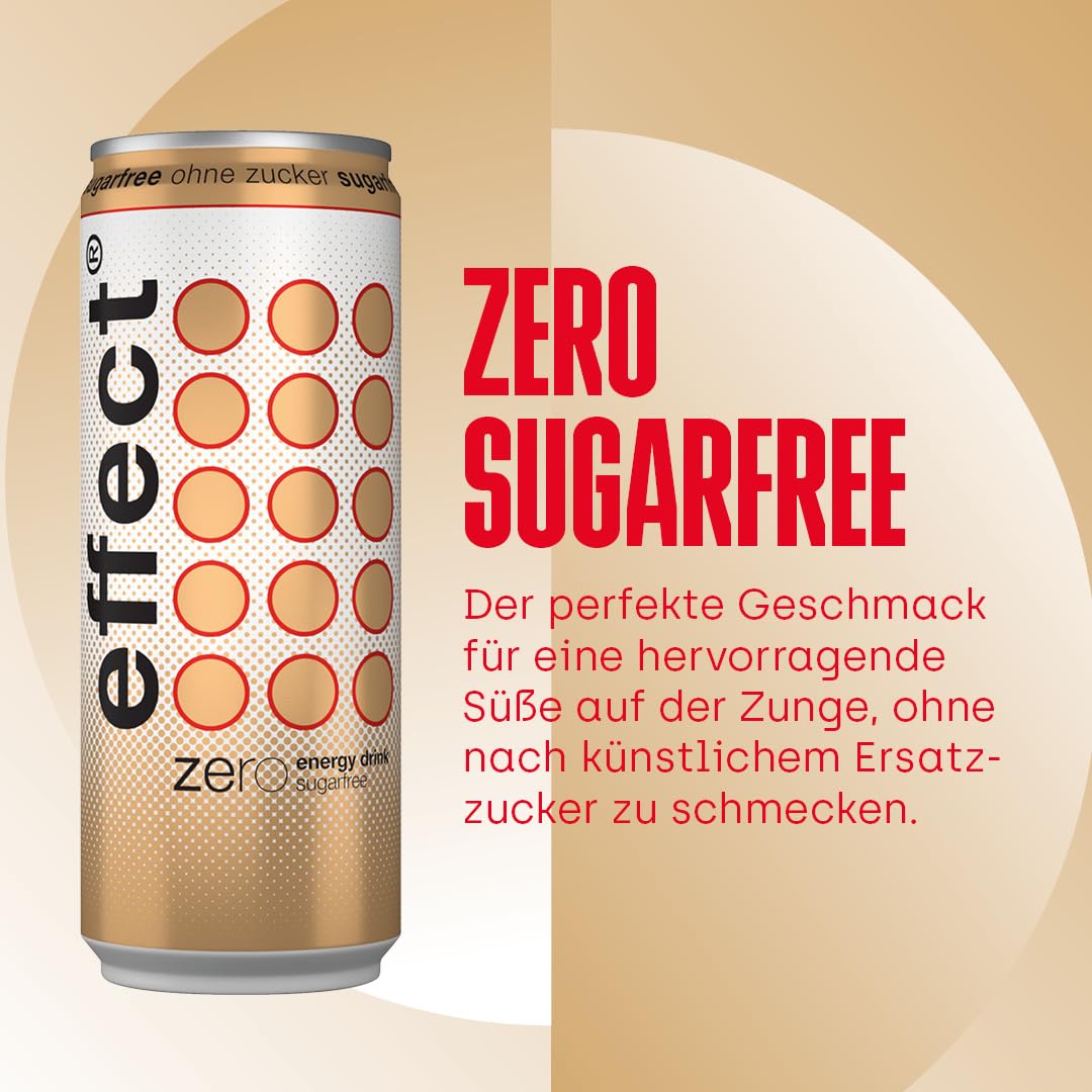 effect Energy Drink ZERO SUGAR – Tray mit 24 x 330 ml Energy Dosen Einweg, Koffeinhaltiges Erfrischungsgetränk ohne Zucker mit B-Vitaminen – einzigartig & erfrischender Geschmack, vegan