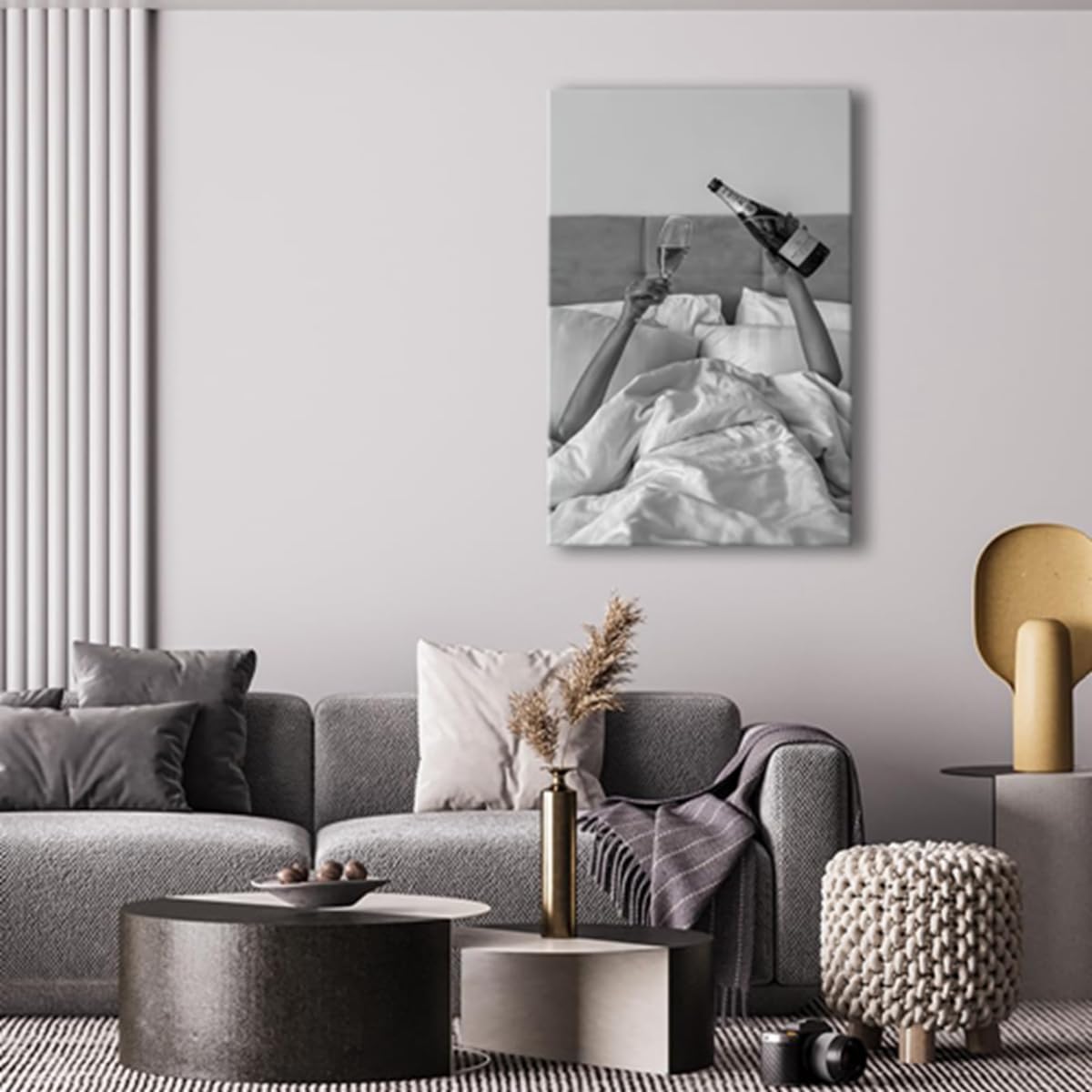 MKHFUW Canvas Wall Art Black And White Photo Feminist Poster Trendy Girl Fashion Home Wall Decor - No Frame (Photo-02, 50x70cm*1) - Image 2
