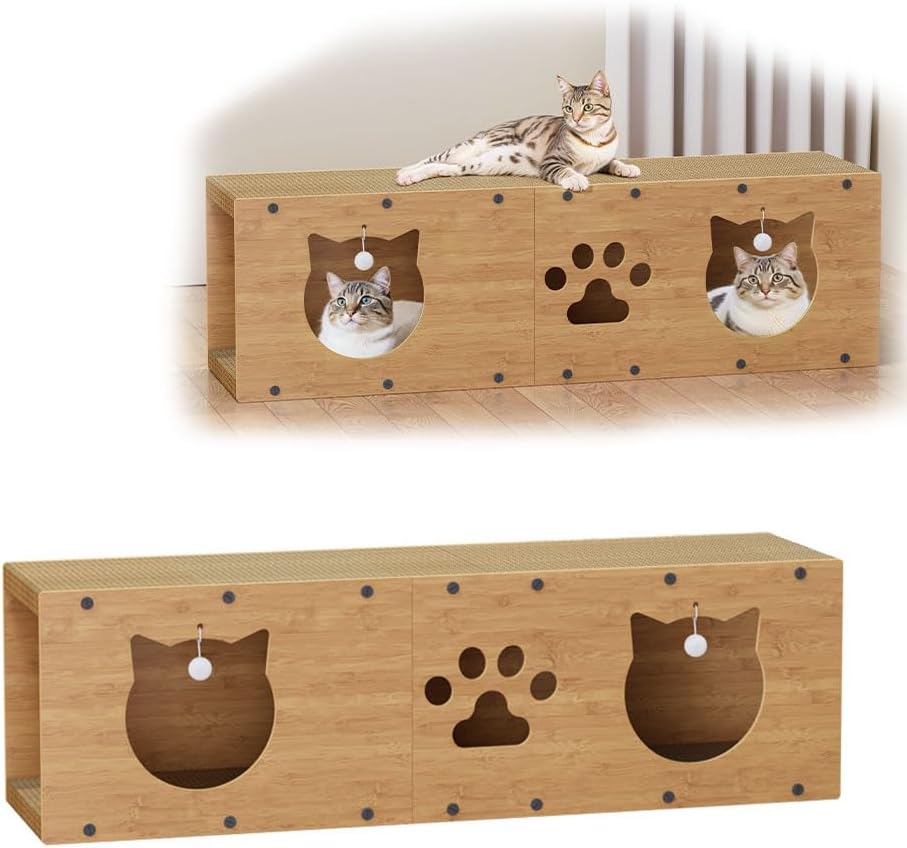 Cat Tunnel Scratcher, Cat Scratcher Tunnel, Cat Scratcher House, Multifunctional Cat Tunnel with Scratching Post, Large Cat Play Tunnel Cat Toys for All Season Use (M)