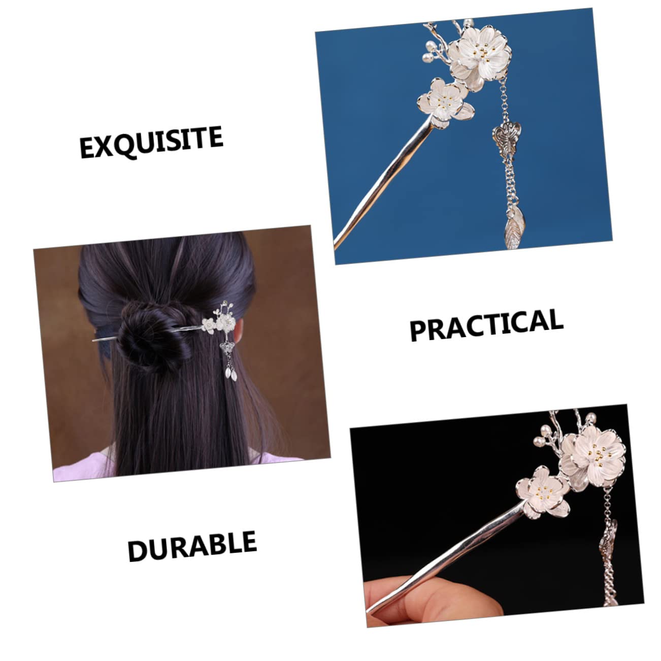 FRCOLOR 4 Stück Retro-haarspangen Für Damen Metall Blumen-haarstab Essstäbchen Für Dutts Quaste Haar-accessoire Für Formelle Anlässe