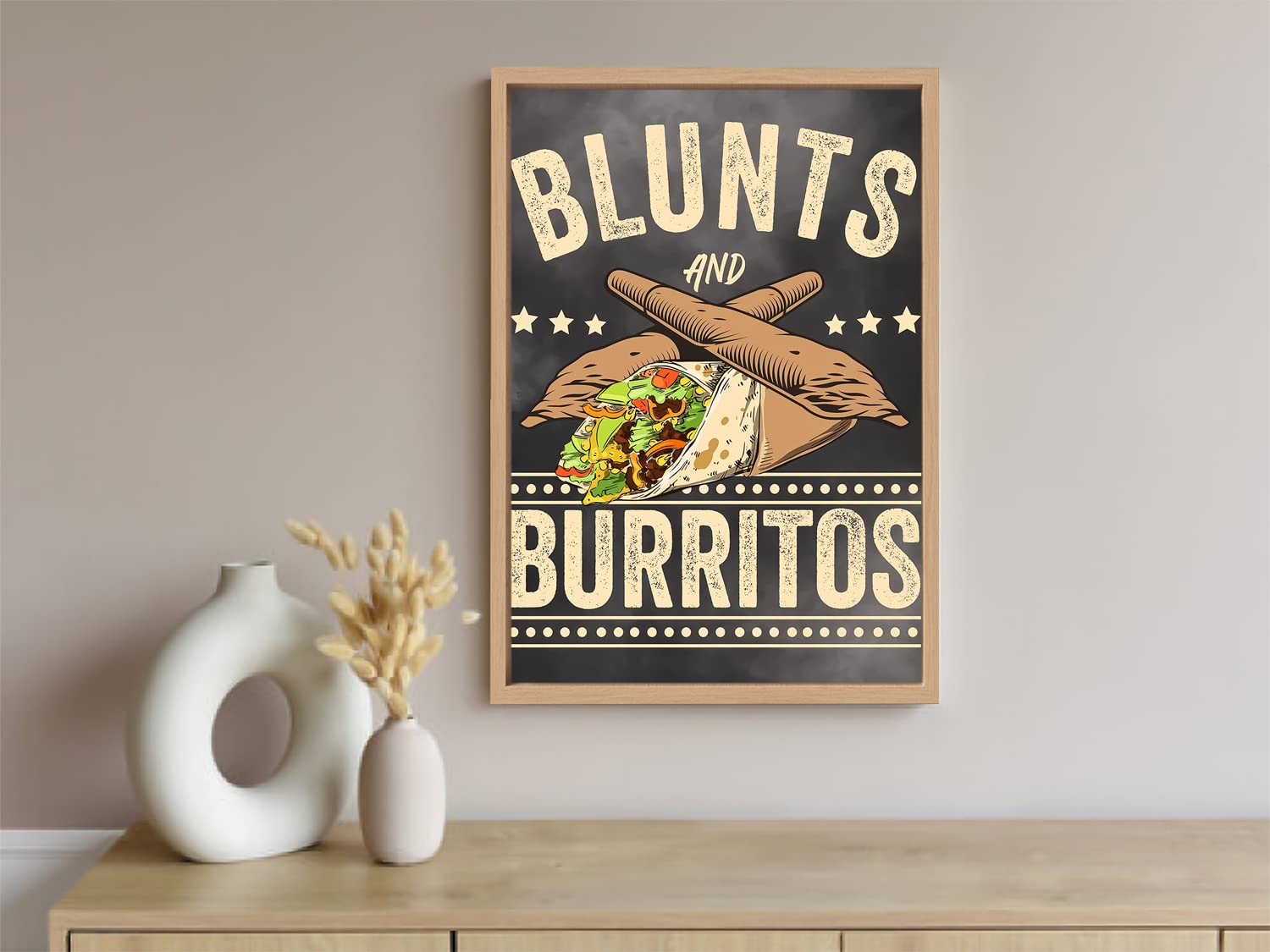 Xtreme Skins Designs Print Wooden Floater Framed Canvas Wall Art Decoration Poster (10x14 Inch) - Blunts And Burritos