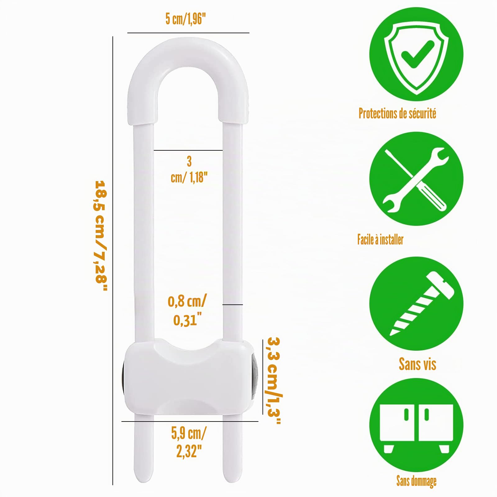 RUIJIE Bloc Porte Securite de Placard 4 Pièces Bebe , Sécurité Enfant Tiroir Armoires Verrous Cabinet , Protection Sécurite Domestique