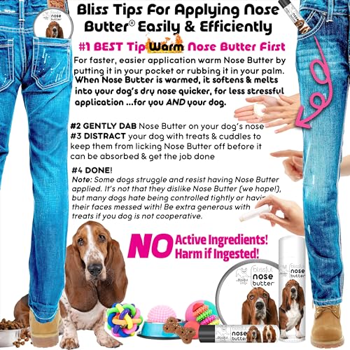 Image of The Blissful Dog Basset Hound Nose Butter for Dry, Cracked Skin, Lick-Safe Dog Nose Balm with Moisturizing Shea Butter, Almond, Olive, and Essential Oils, Pet Supplies, Uncented, 4 oz.