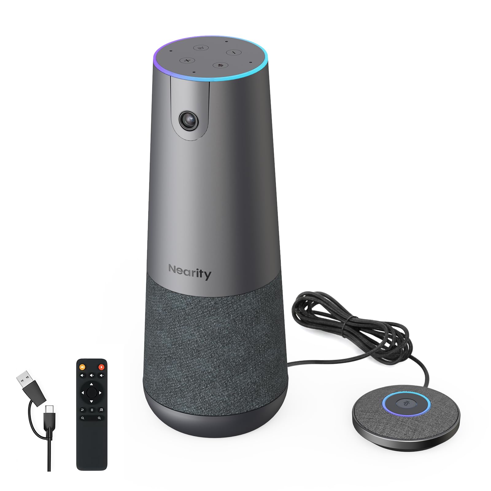 NEARITY 120 Max Webcam 4K Professionale Full HD con 4 Microfoni con Cancellazione del Rumore, 8MP CMOS/Grandangolare 120°/Zoom 5X/Auto Inquadratura, Webcam All-in-1 per Videoconferenza Sala Riunioni
