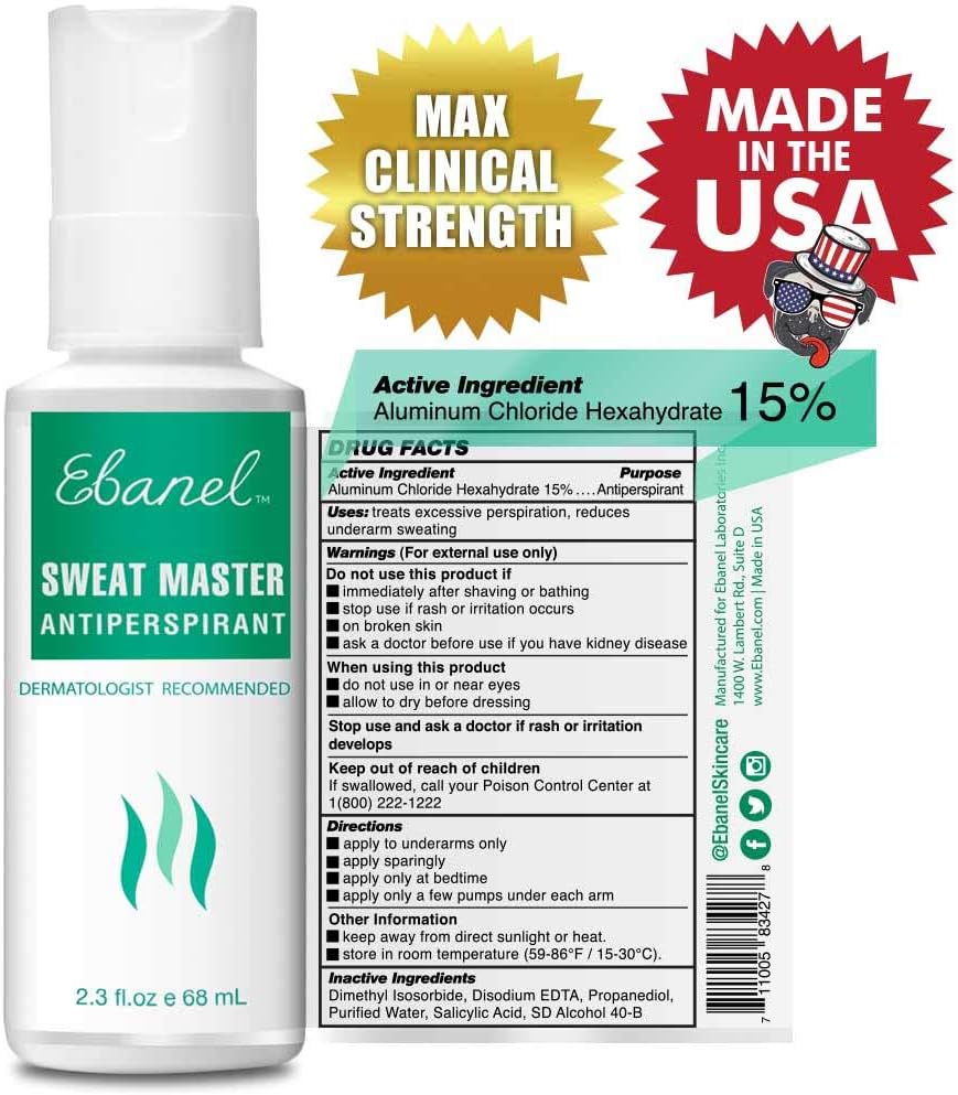 Sweat Master Hyperhidrosis Antiperspirant Spray, Max Clinical Strength, Reduce Excessive Sweating Up to 7 Days per Use - 6 Month Supply - Use on Dry Skin Before Bed Only - 68ml