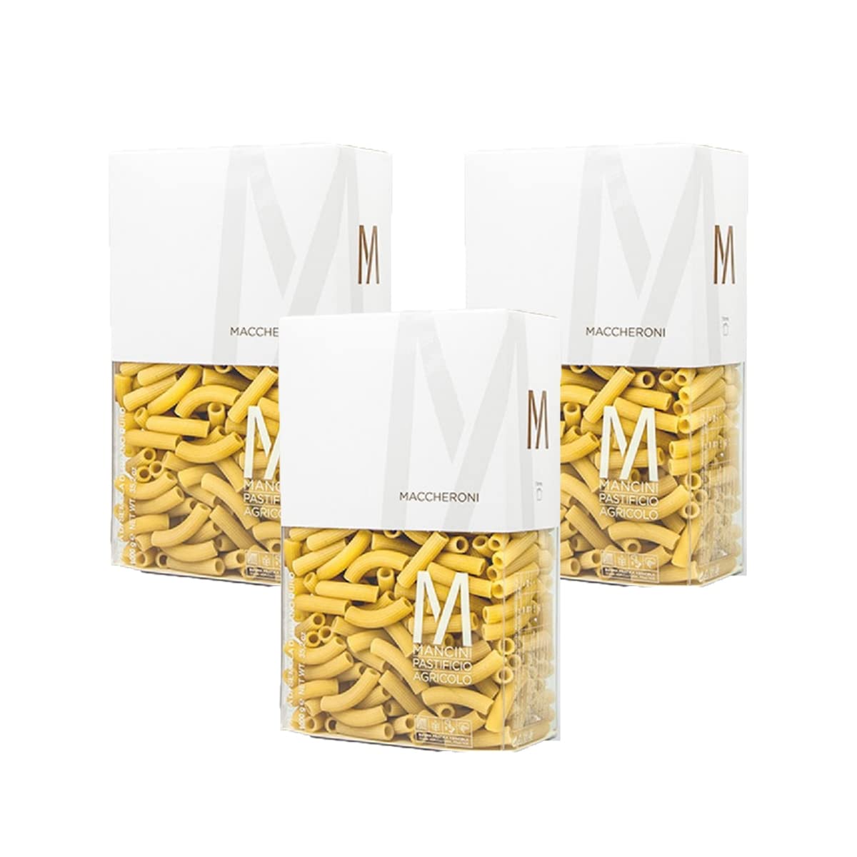 Mancini Pastificio Agricolo - Macarrones 3 kg (3 paquetes de 1 kg)