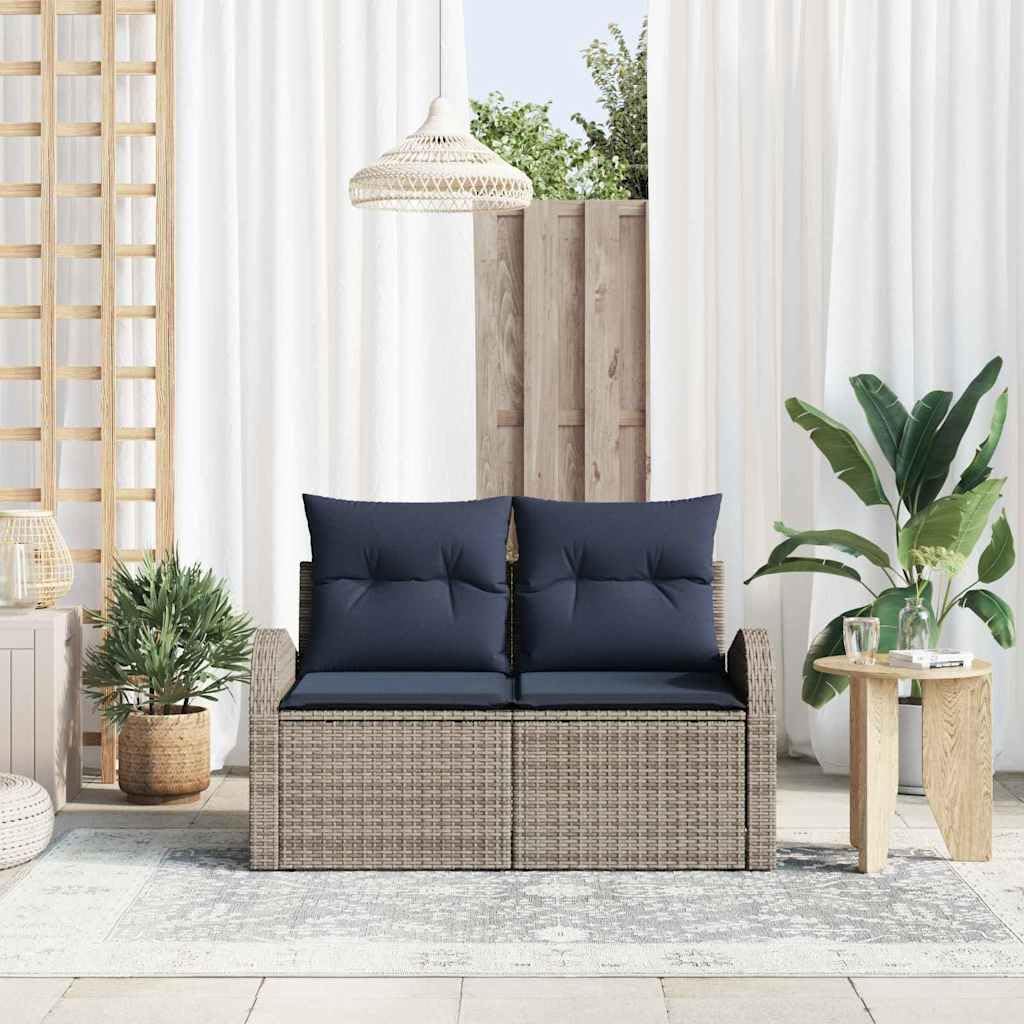2-Seater Garden Sofa, Outdoor Loveseat with Weather-Resistant Poly Rattan and Sturdy Steel Frame, Modern Patio Furniture for Backyard, Balcony and Porch, 48.8 x 24.4 x 33.5 Inches