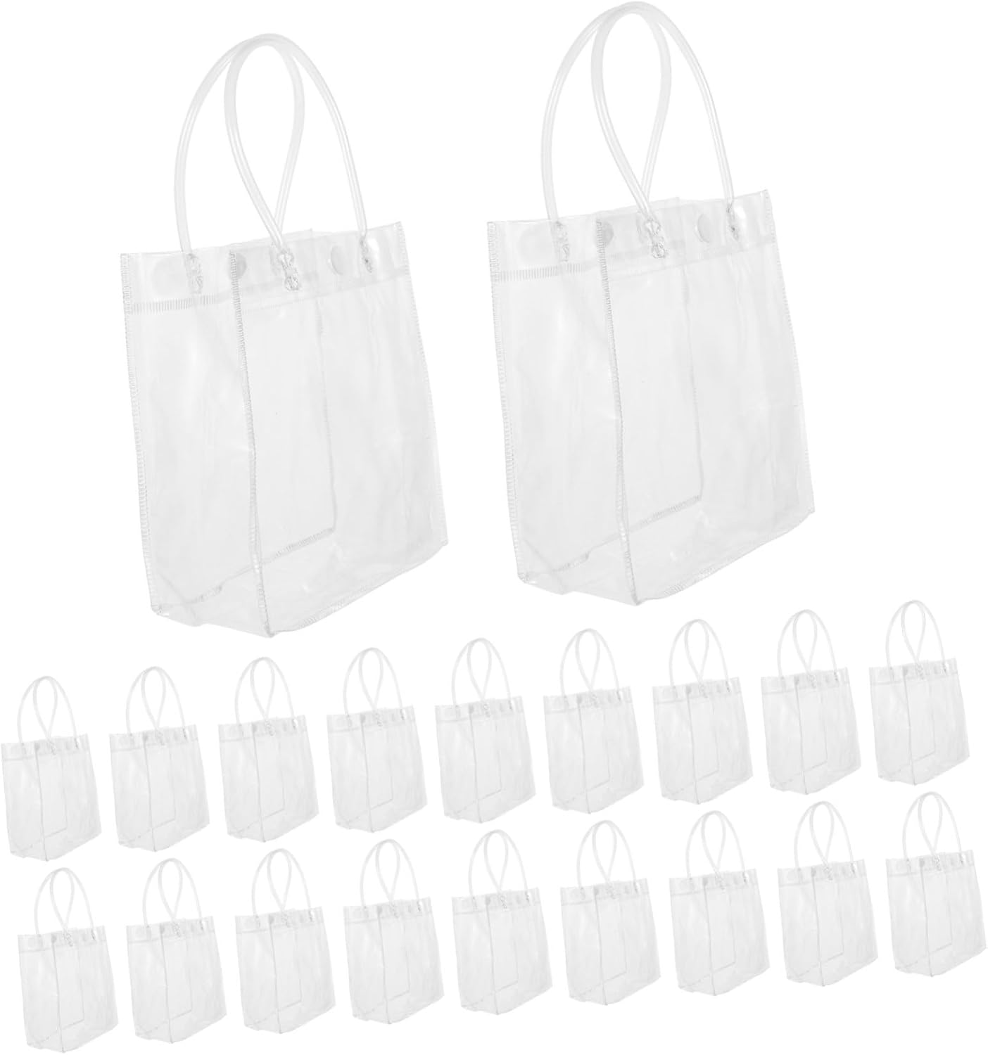 FIXOSHEE 40pcs Clear Pvc Tote Bags with Handles Versatile Merchandise and Gift Packaging for Events Weddings and Business Needs Beauty and Party Favors