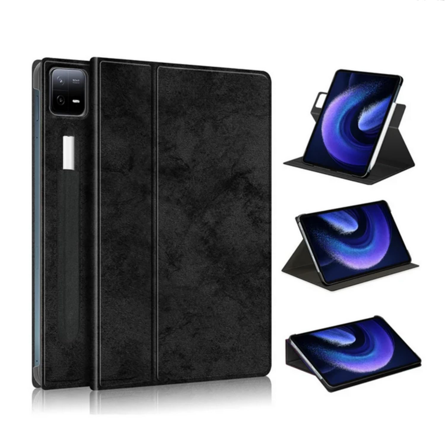 SKEIDO For Xiaomi Pad 6 Case Soft Fabric 360 Degree Rotating Stand Smart Cover for Funda Xiaomi Pad 6 Pro Mi Pad 6 2023 Case 11 inch (Black)