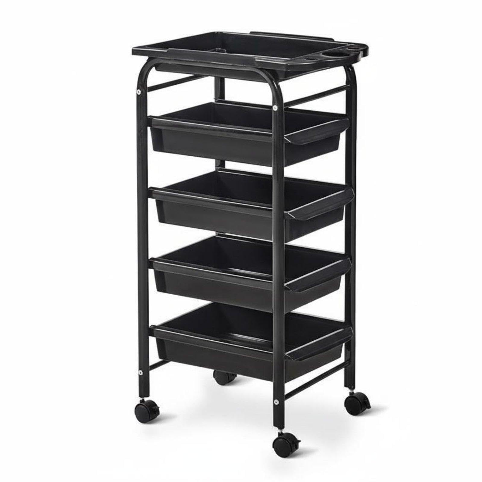 CALANDIS Hairdressing Trolley Multifunctional Salon Rolling Cart Detachable Drawers Barber Tool Trolley for Hair Stylists, Spa Technicians, Barbershop, Home Black Brake Wheel-picture-47