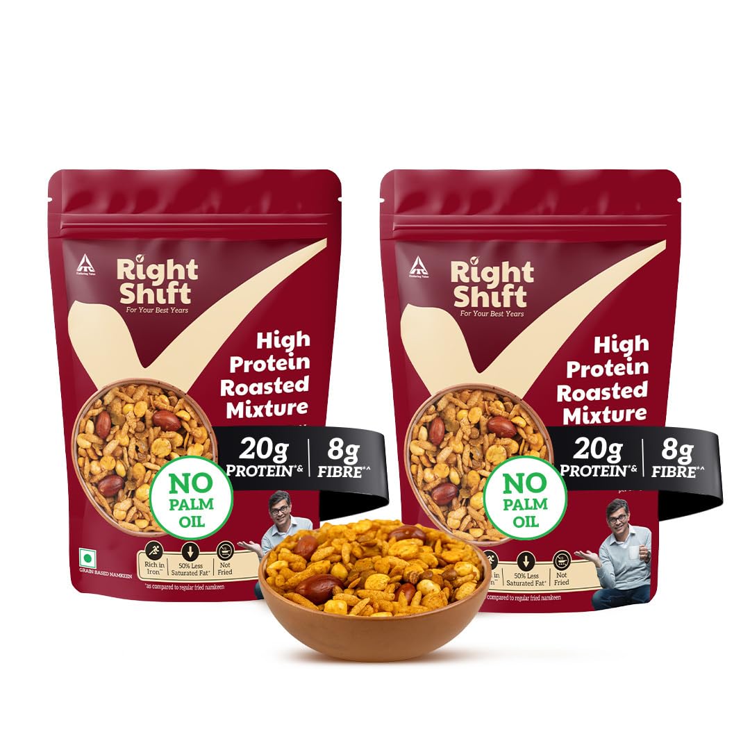 Right Shift High Protein Roasted Mixture - Navrattan Pack of 2 (250g x 2)|20g Protein, 8g Fibre-image-21