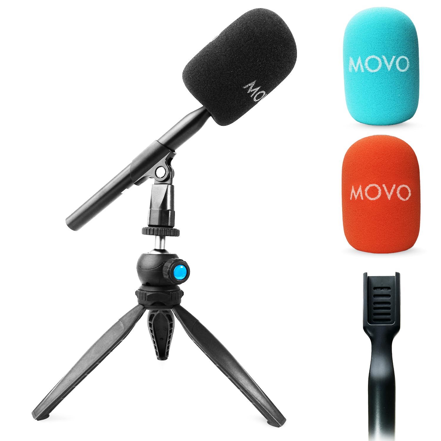 Movo WMX-HM Wireless Interview Microphone Adapter w/Mic Stand - Compatible with DJI Mic, Rode Wireless GO, Hollyland Lark, and More - Great for Podcasting, Interviews, Reporters, and Content Creation