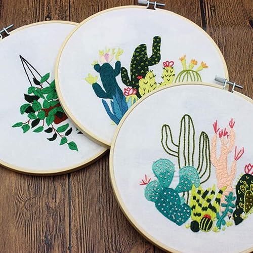 Miniatura 8 de Kit de iniciación de bordado con patrón, gama completa de kits de bordado con 1 paño de bordado con patrón, 1 aro de bordado de bambú, kit de