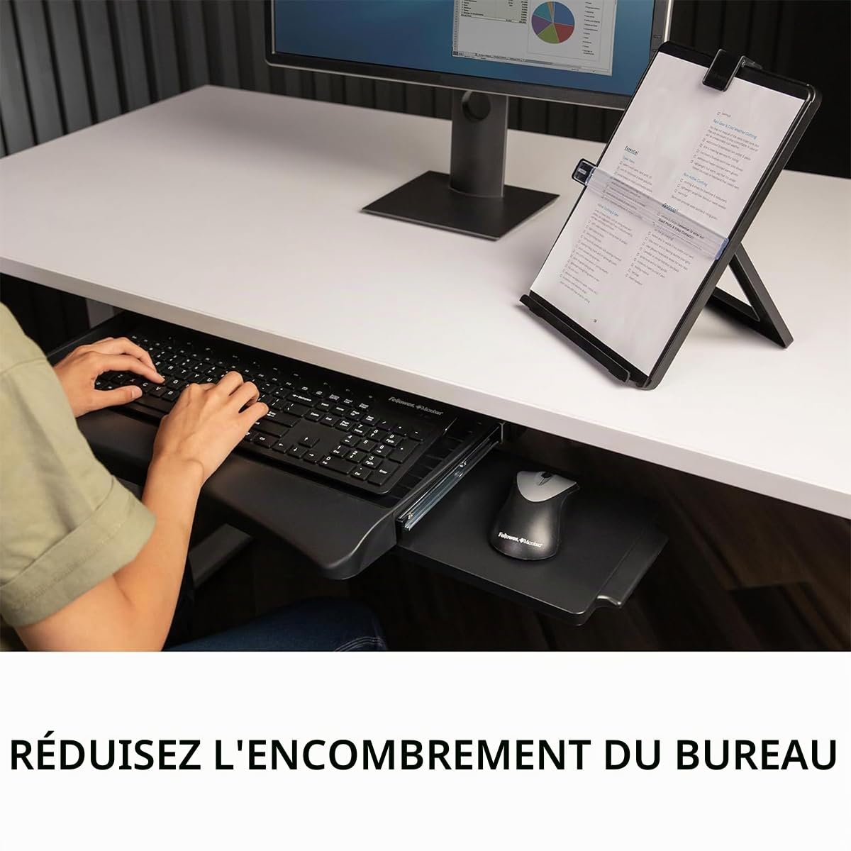 Plateau Pour Clavier Sous Le Bureau, 50 Cm (L) X 25,4 Cm (L) Avec Plate-Forme De Souris Rotative à 360°, éTagèRe Coulissante Pour Clavier Sous Le Bureau, Support De Clavier Monté Sous Le Bureau (Noir)