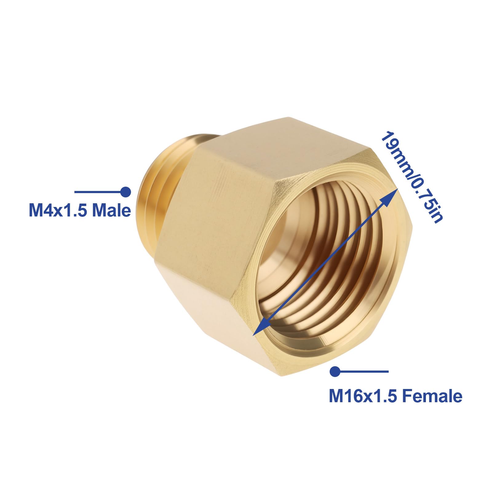 2 STÜCKE M16 X 1,5 Buchse auf M14 X 1,5 Stecker Messing Reduzieradapter für Hydraulische Pneumatische