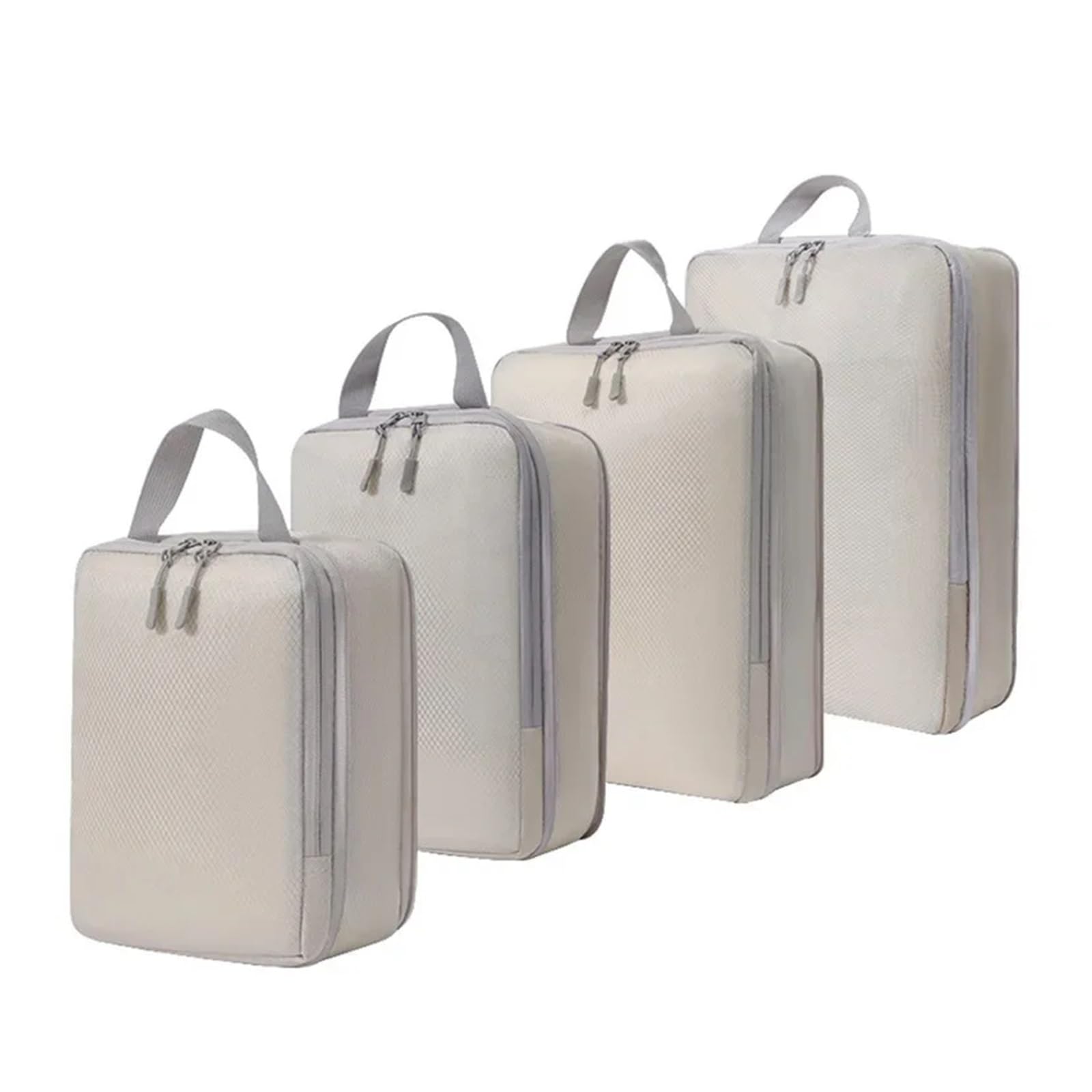 Organisateur Valise Lot de 4 cubes de compression portables for voyage, sacs de rangement étanches for valises, vêtements, sacs à main(Beige)