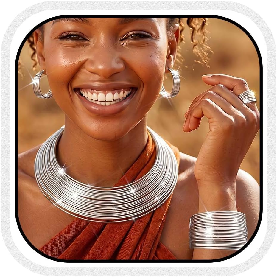 Unicra Gold African Jewelry Sets Chunky Collar Necklace Earrings Bracelet Ring Set Formal Indian African Attire Costume Jewelry Accessories for Women