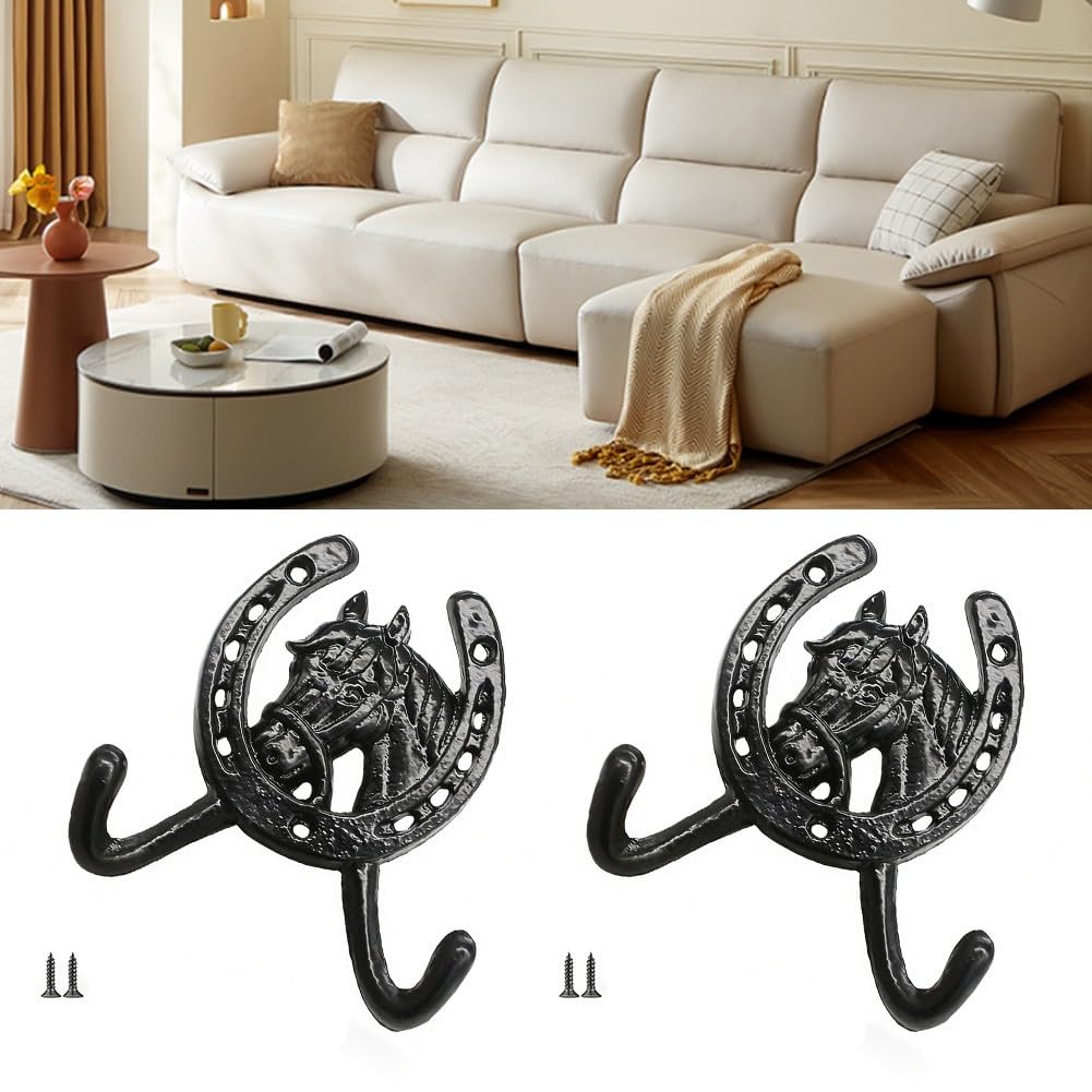 Porte-manteau rustique noir lot de 4 patères murales vintage pour entrée et couloir