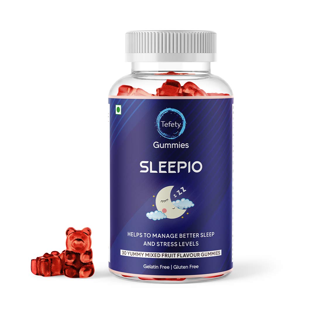 Tefety Sleepio Melatonin Gummies 4mg |Supplement for Insomnia Relief, Mood Support,Stress Relief, Nighttime Relaxation & Restful Sleep |Gluten Free (Sleepio (Pack of 3))