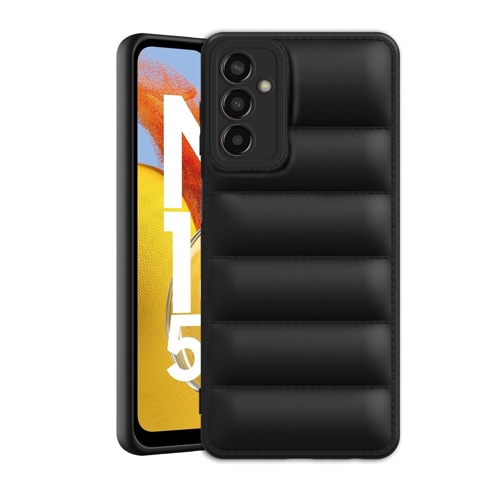 Amazon Brand - Solimo Rubber Puffer Case Camera Protection Soft Back Cover for Samsung Galaxy M14 5G-Black (B0CQT7L9Y9) Amazon Price History, Amazon Price Tracker