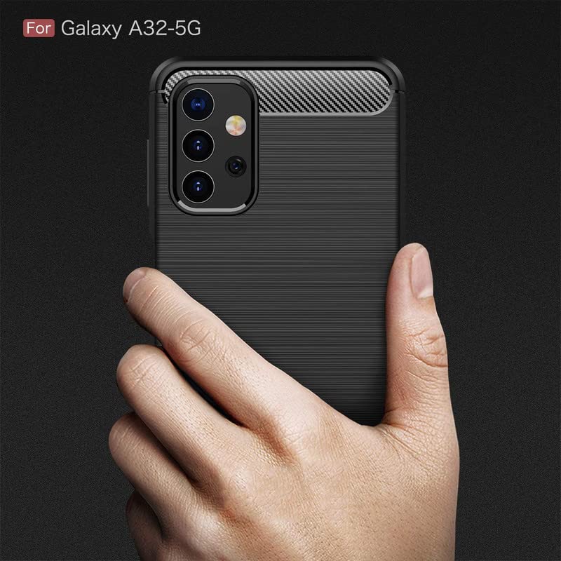 Image of NPRC Hybrid Ultra Slim Protective Case TPU Non-Slip Carbon Fiber Texture Shockproof Case Cover for Samsung Galaxy M32 5g - Black