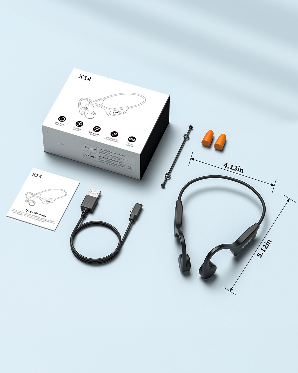 Knochenschall Kopfhörer, Offene Kopfhörer Bluetooth 6.0 Bone Conduction Open Ear Drahtloses Sport Headset mit 10 Stunden Spielzeit, IPX6 Wasserdicht für Fitness/Radfahren/Fahren/Laufen
