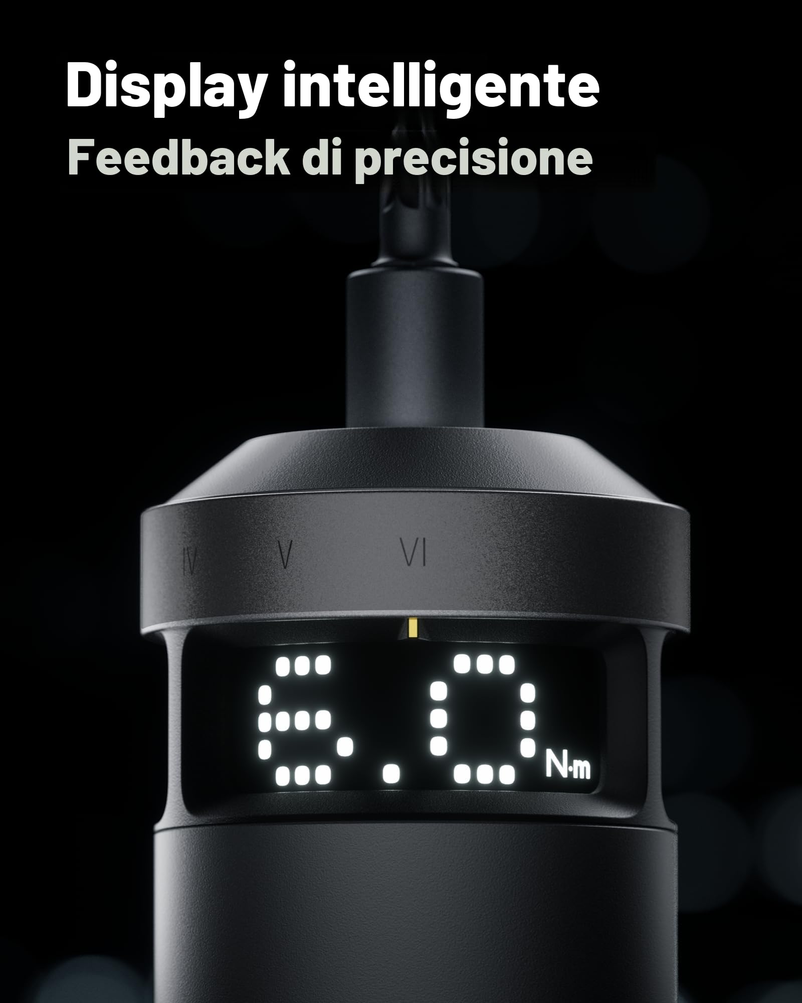 HOTO PixelDrive Cacciavite Elettrico, Set Avvitatore Elettrico con Display Intelligente, 6 Coppie (0,5-6 N·m), 30 Punte 1/4'', Luce LED, Batteria 2000 mAh, per Elettronica e Riparazioni Domestiche