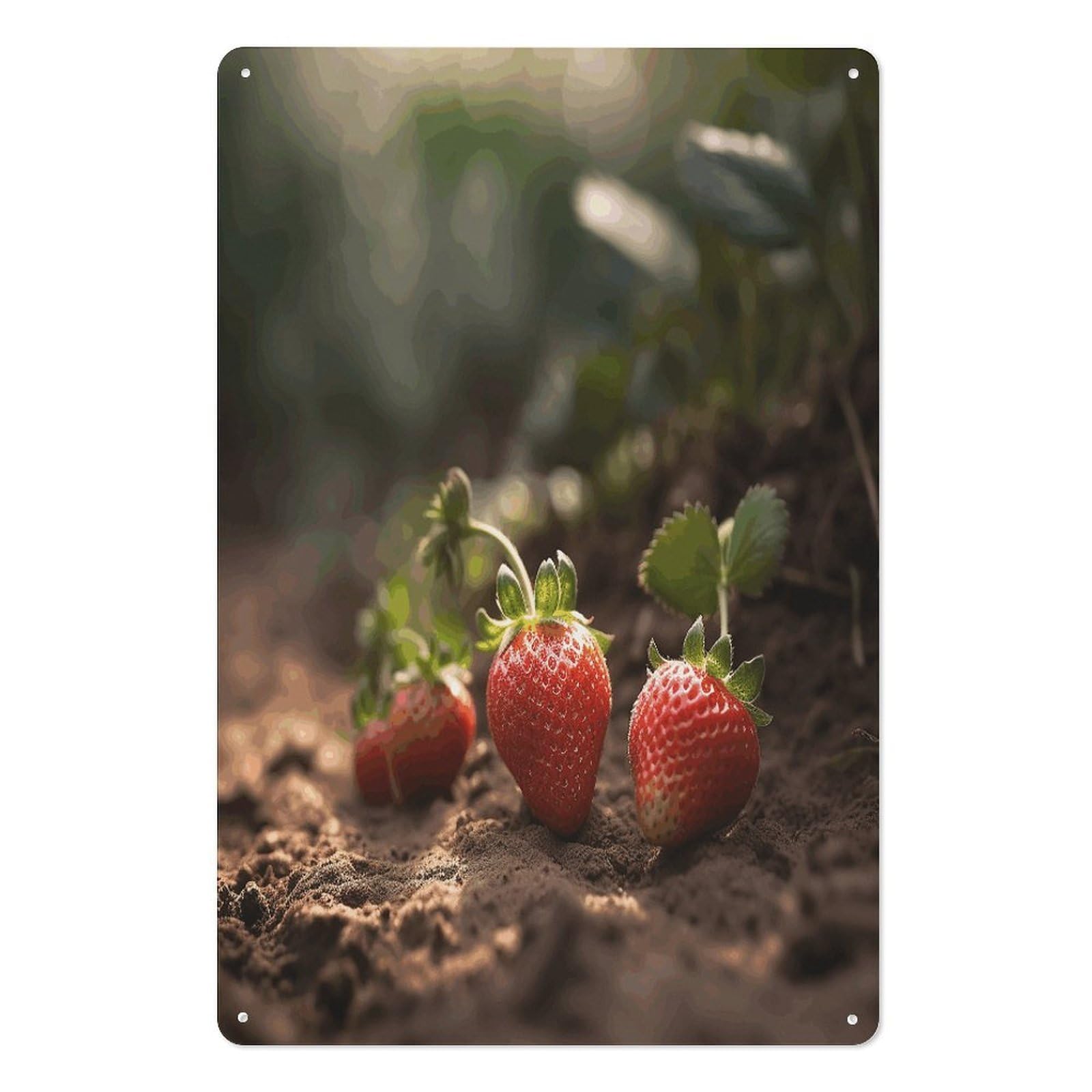 Adfgyerh Style Strawberries In The Soil Tin Sign Hanging Art Prints,Wall Decor For Gifting And Party Decoration 7.9X11.8 Inch,Wall Art For Home Garden Greenhouse Living Room Bedroom Yard