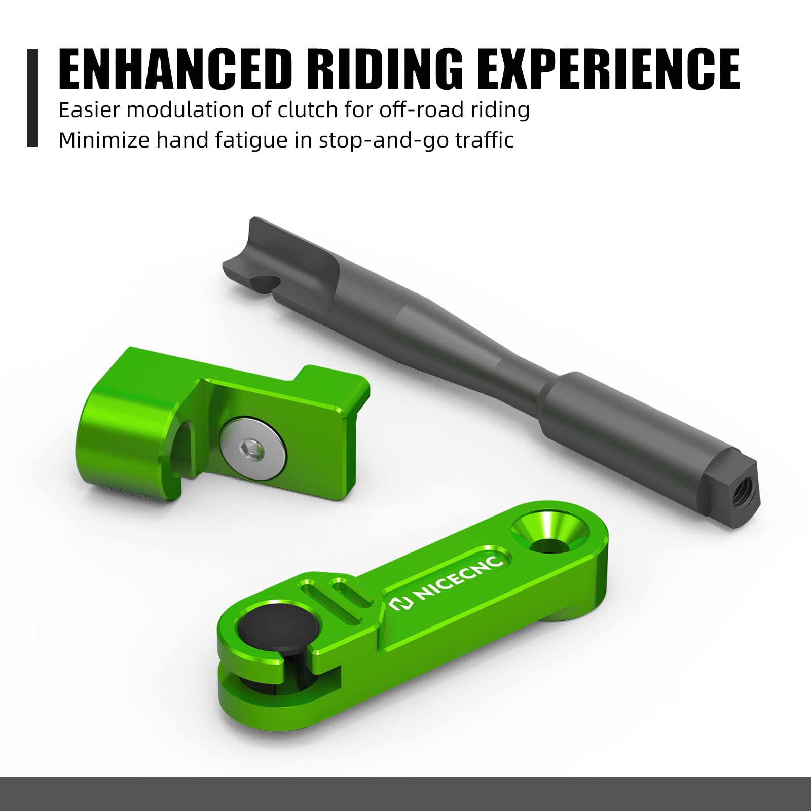 Brazo de embrague NICECNC compatible con Kawasaki KLR650 2008-2024, aluminio, verde