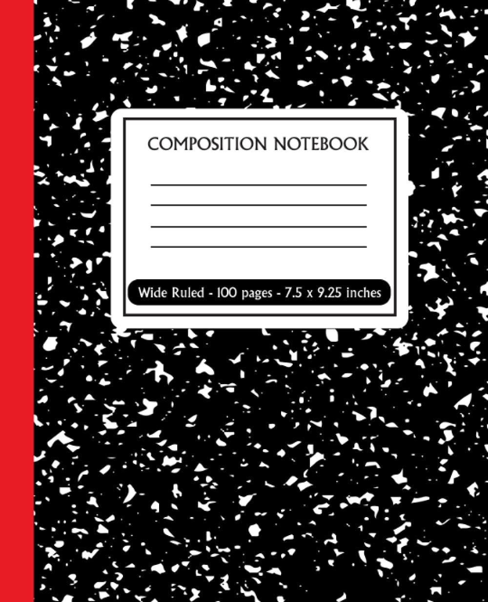 Marble Composition Notebook: Black Marble Composition Notebook Wide Ruled | College ruled Lined Writing Book for Kids Girls Boys Teens Students | 100 page - 9.25" x 7.5" | marbled composition notebook