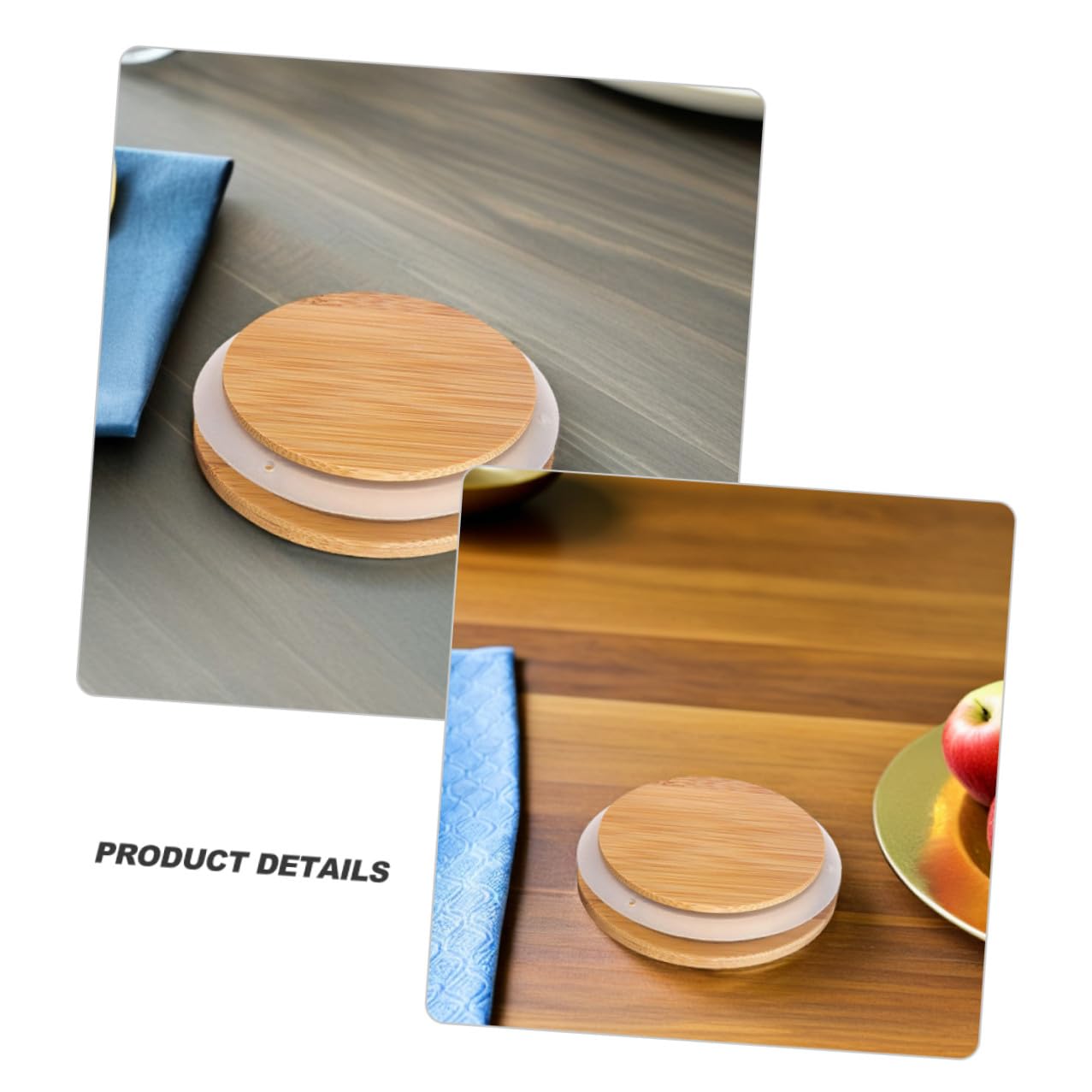 Cabilock 2 Pezzi Coperchi Sigillanti in Bambù E Silicone 3.94In Coperchio Per Barattoli in Vetro Accessori Per Conservazione Alimentare Casa Cucina