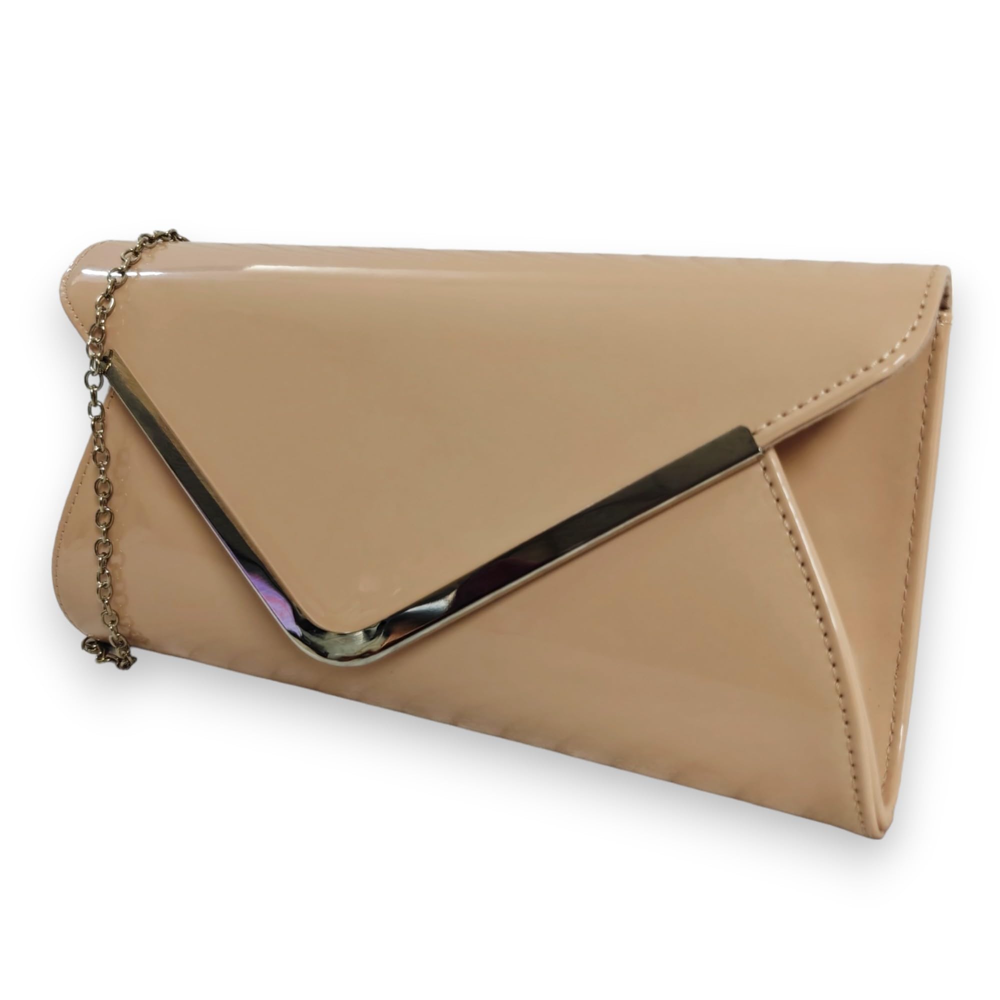 UShopUK Plain Patent Leather Bridal Envelop Style Prom Wedding Evening Clutch Shoulder Party Hand Bag