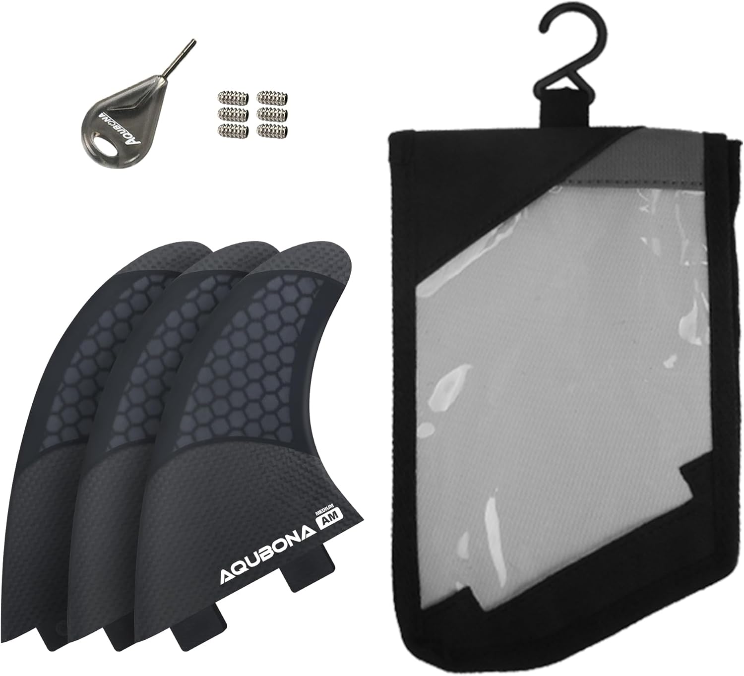 AQUBONA Twin Tab FC Fins G3/G5/G7 Half Carbon+Honeycomb Surfboard Tri Fin Set