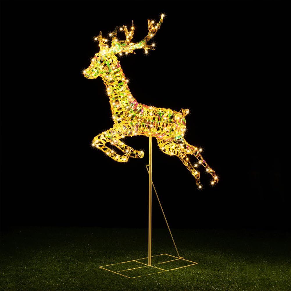 BAKAJI Renna Luminosa Natalizia Luce Bianco Caldo per Esterno, Cervo Babbo Natale LED Addobbo Decorazione 3D Natalizie, Decorazioni Fuoriporta, Giardino, Terrazzo, Protezione IP44 (94 x 150 cm)