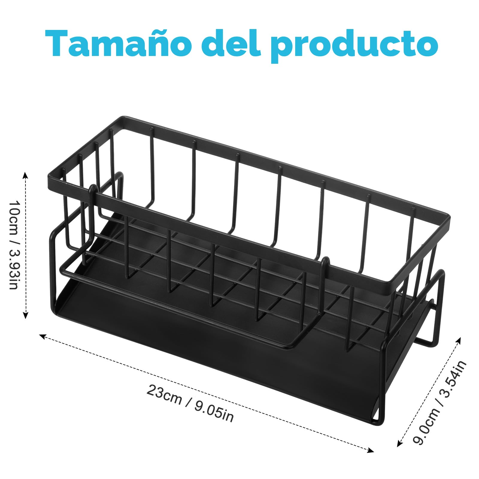 Caja de almacenamiento para fregadero de cocina, organizador para fregadero, estante de almacenamiento multifuncional, color negro, adecuado para almacenamiento de cocina y baño